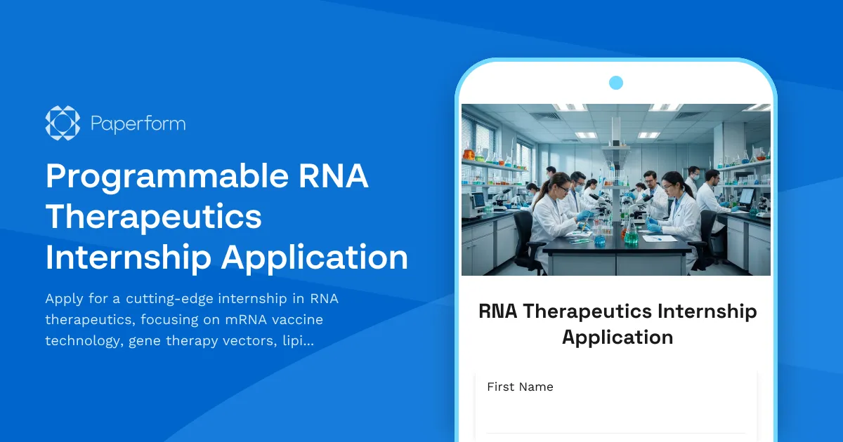 Programmable RNA Therapeutics Internship Application