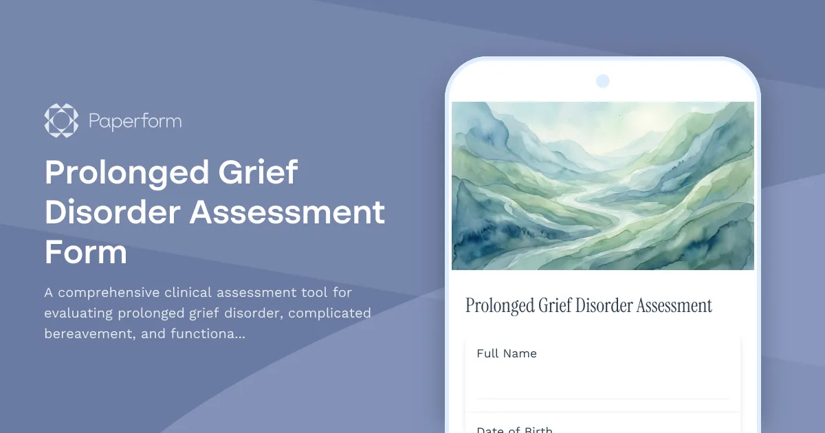 Prolonged Grief Disorder Assessment Form