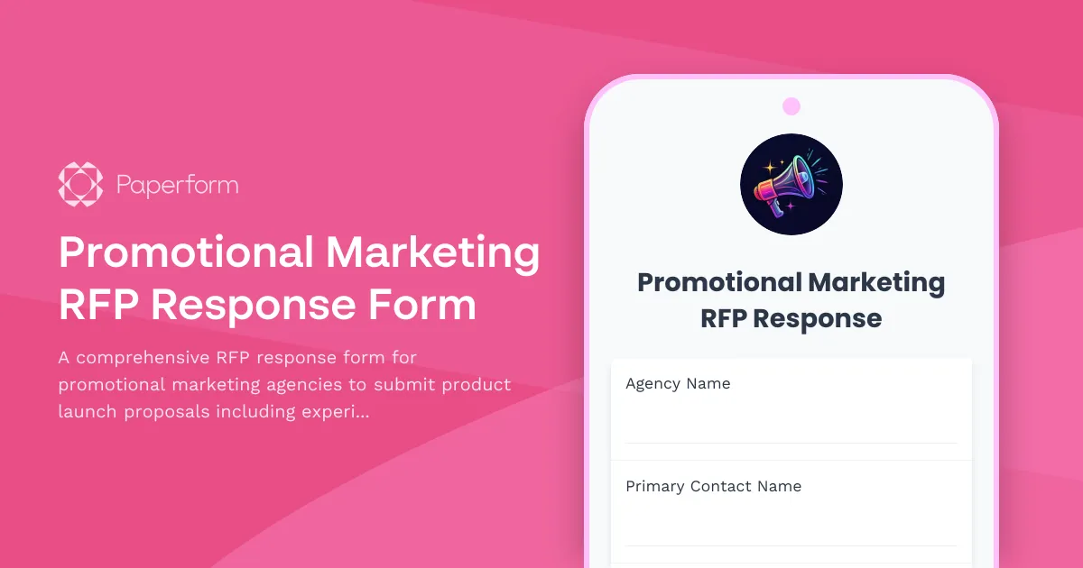 Promotional Marketing RFP Response Form