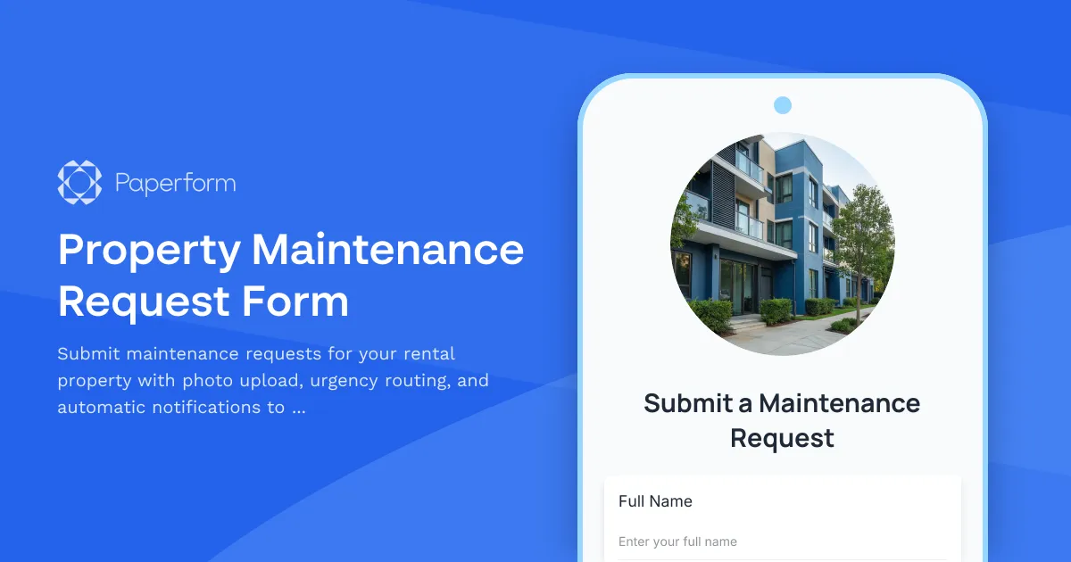 Property Maintenance Request Form