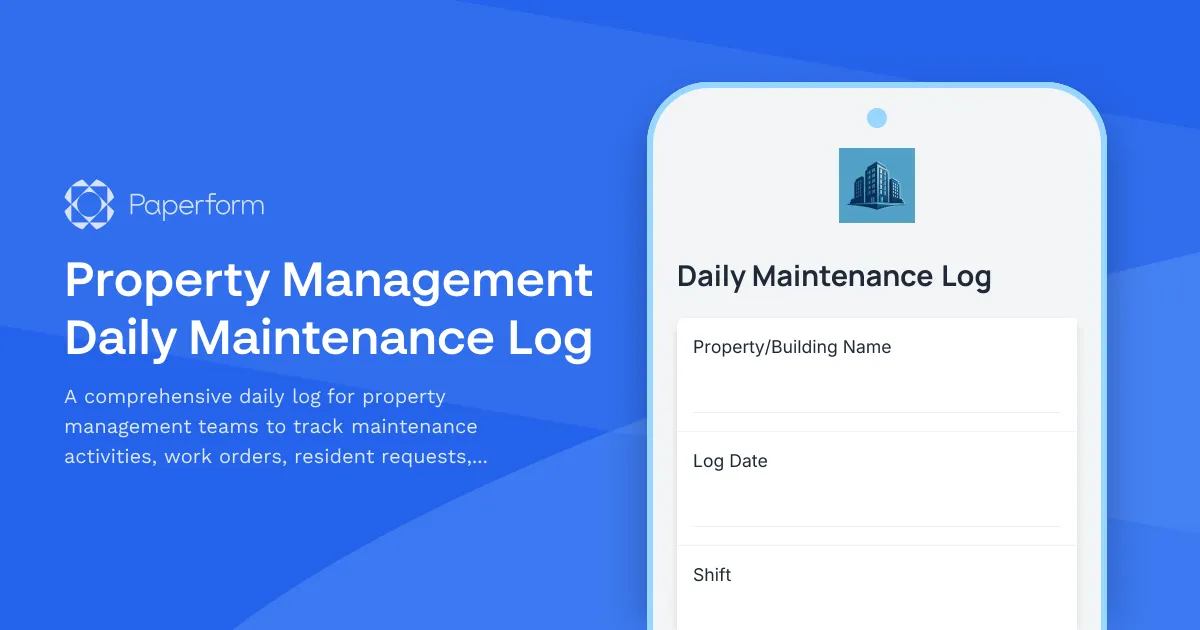 Property Management Daily Maintenance Log