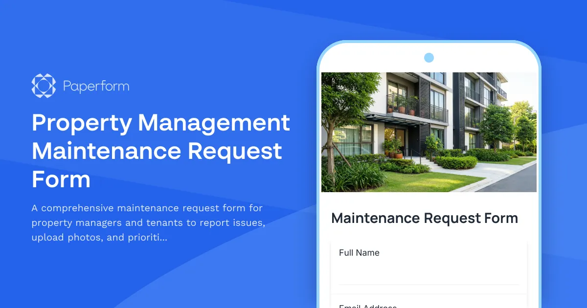 Property Management Maintenance Request Form
