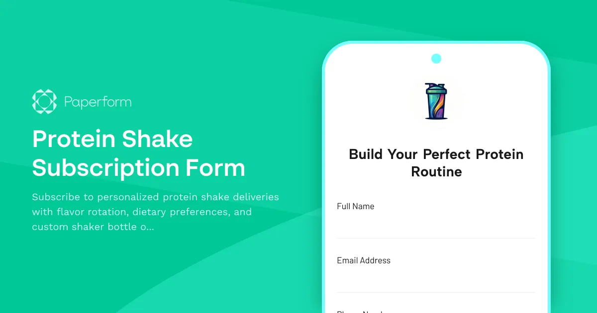 Protein Shake Subscription Form