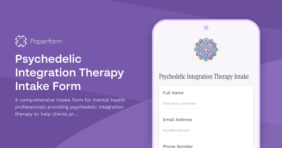 Psychedelic Integration Therapy Intake Form