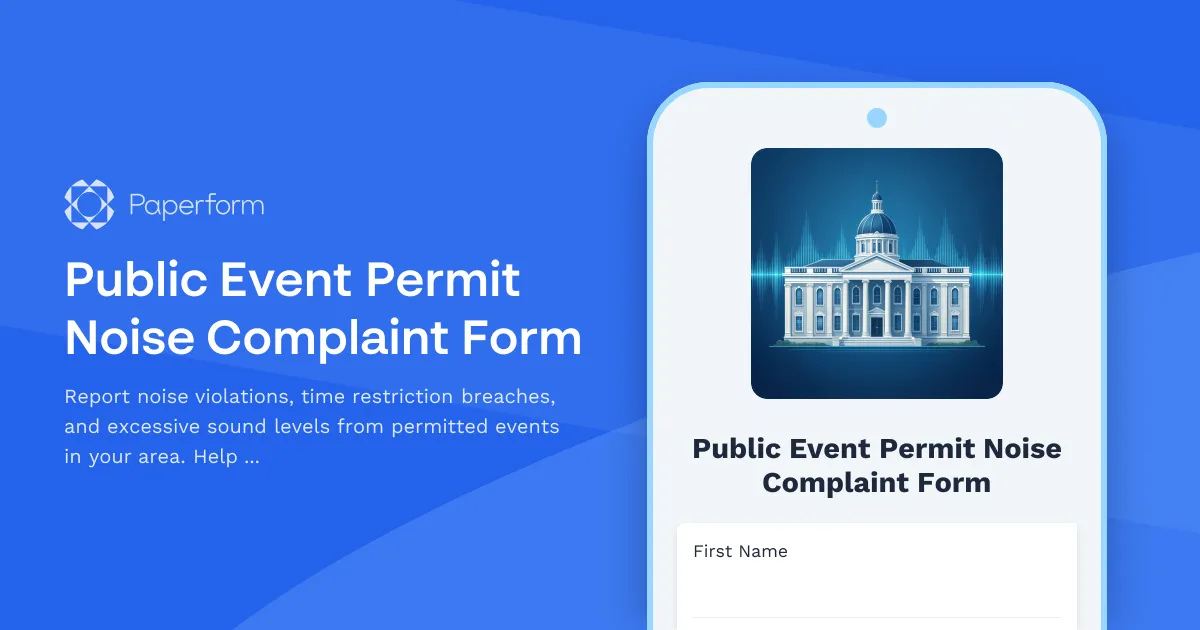 Public Event Permit Noise Complaint Form