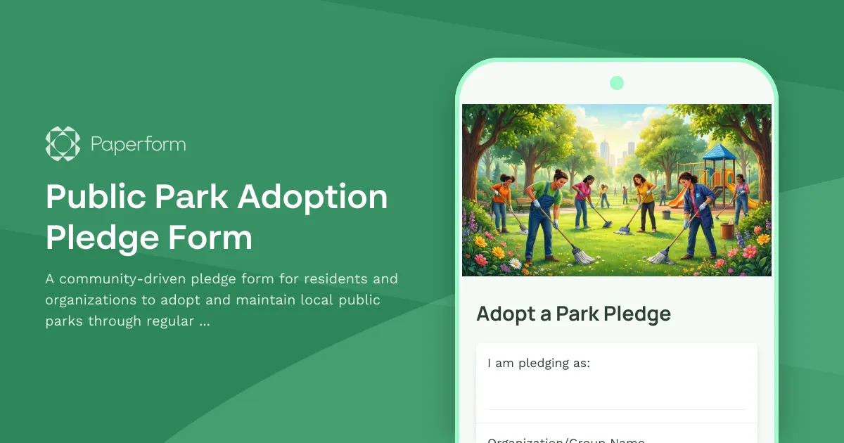 Public Park Adoption Pledge Form