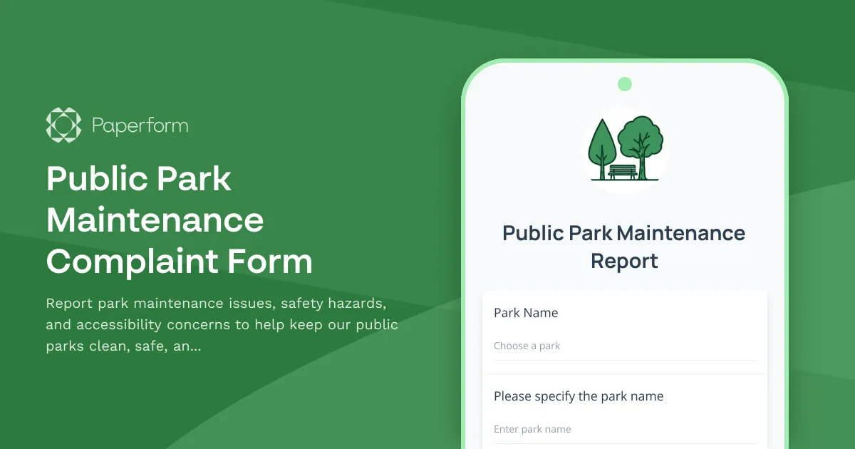 Public Park Maintenance Complaint Form