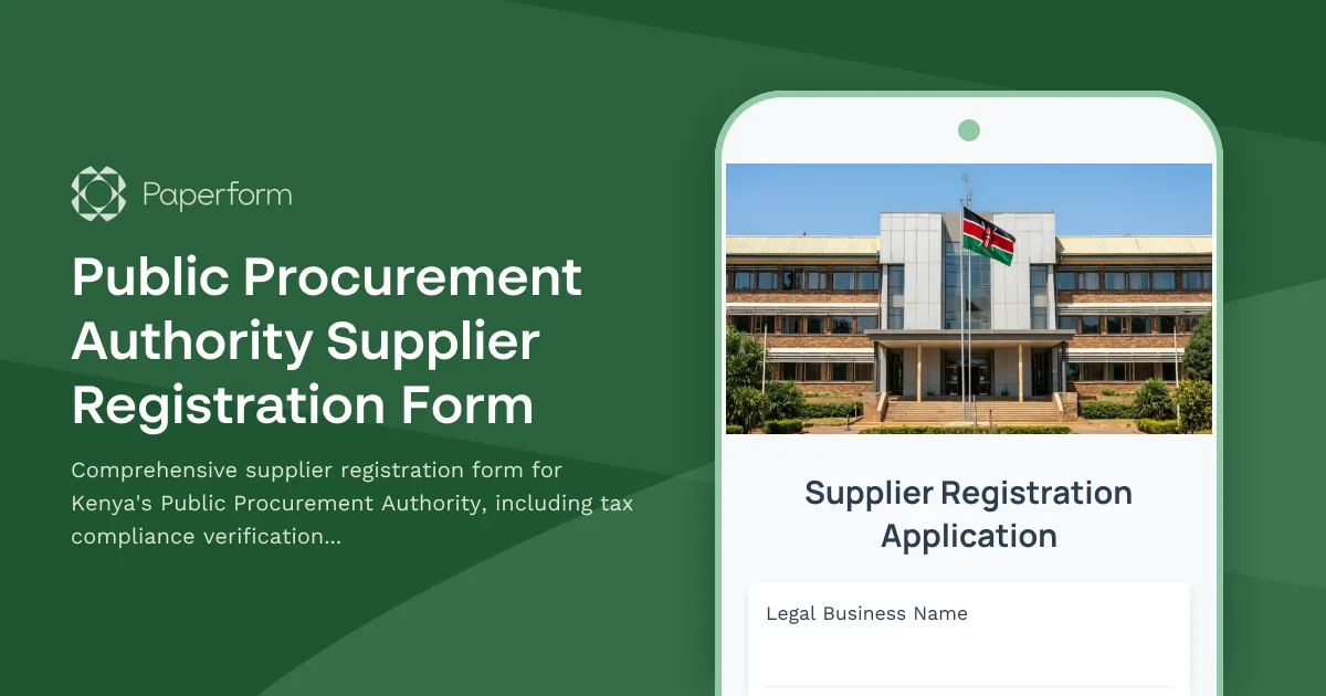 Public Procurement Authority Supplier Registration Form