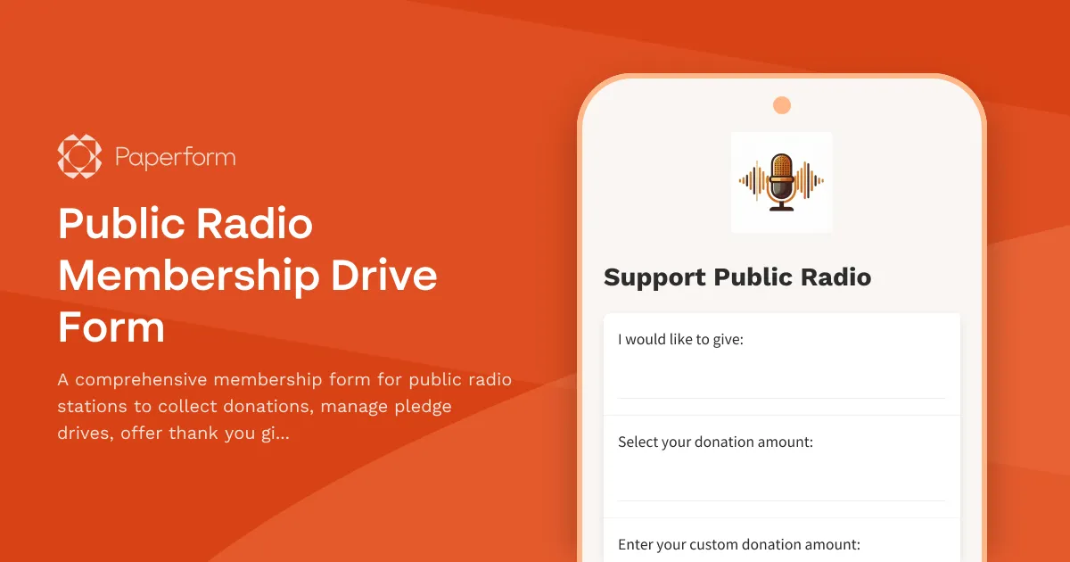 Public Radio Membership Drive Form