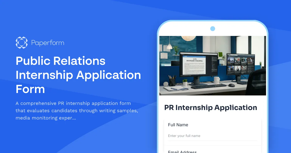 Public Relations Internship Application Form