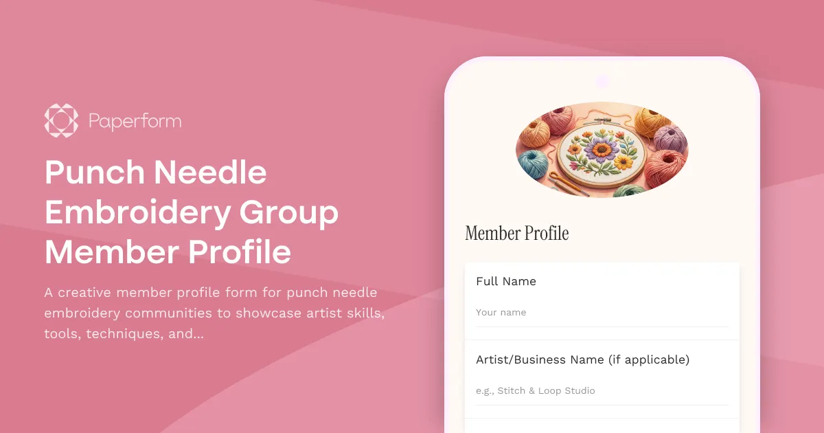 Punch Needle Embroidery Group Member Profile