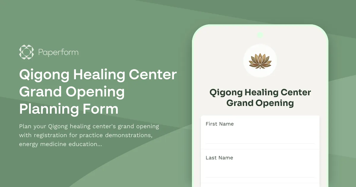 Qigong Healing Center Grand Opening Planning Form