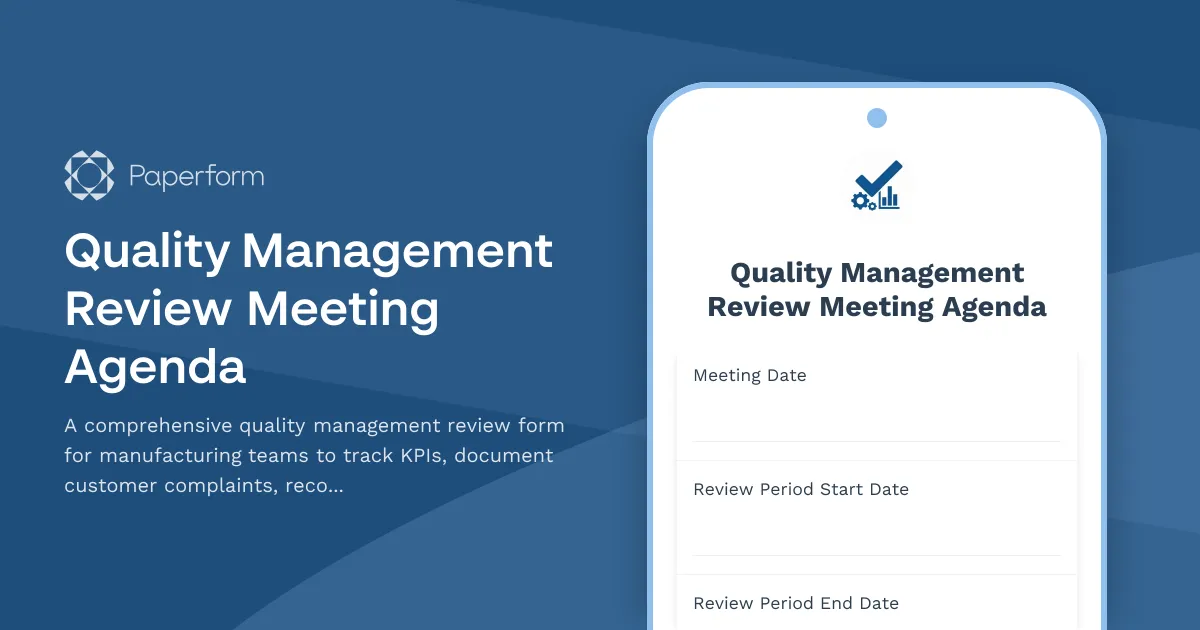 Quality Management Review Meeting Agenda