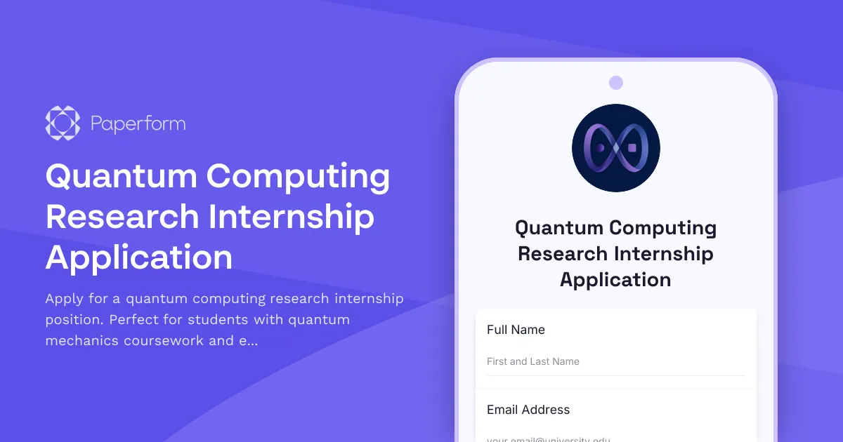 Quantum Computing Research Internship Application