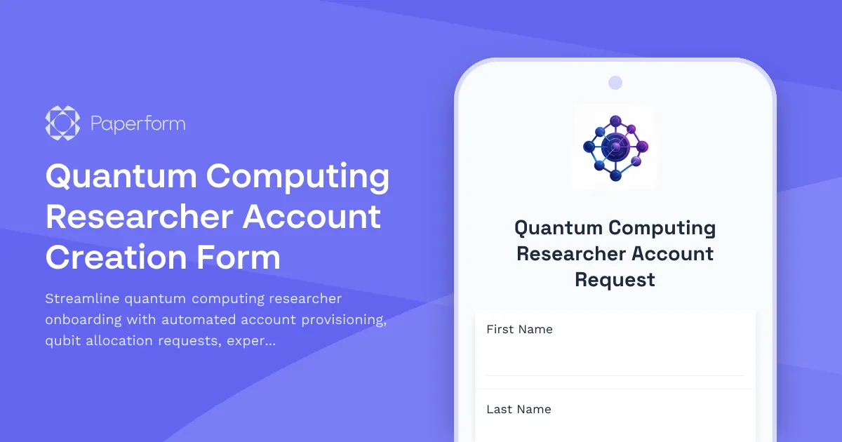 Quantum Computing Researcher Account Creation Form