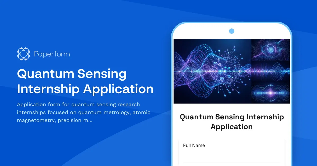 Quantum Sensing Internship Application