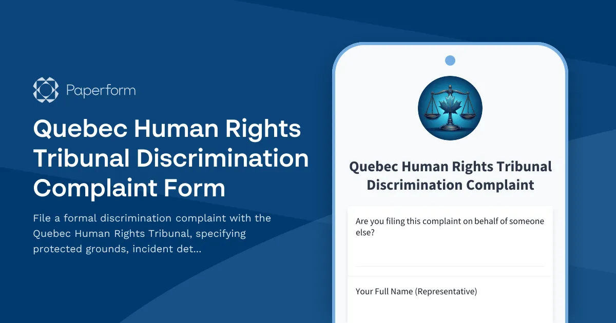 Quebec Human Rights Tribunal Discrimination Complaint Form