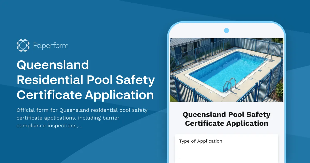 Queensland Residential Pool Safety Certificate Application