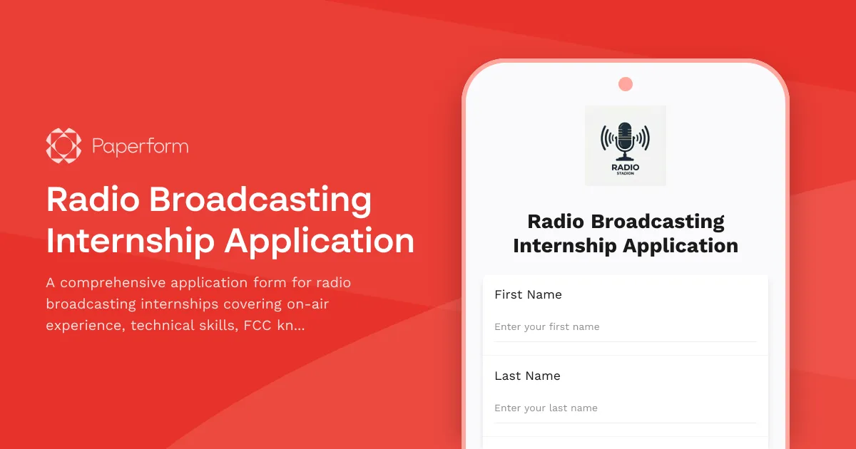 Radio Broadcasting Internship Application