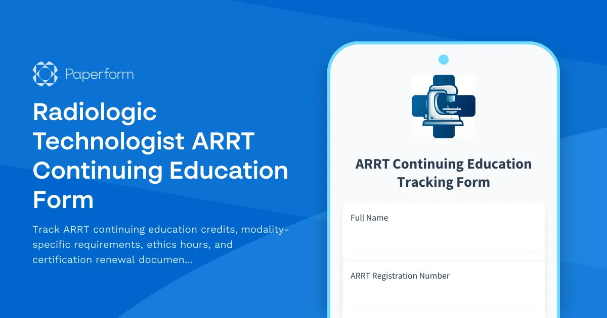 Radiologic Technologist ARRT Continuing Education Form