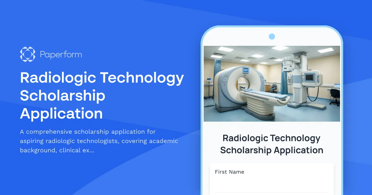 Radiologic Technology Scholarship Application