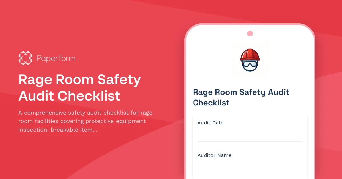 Rage Room Safety Audit Checklist