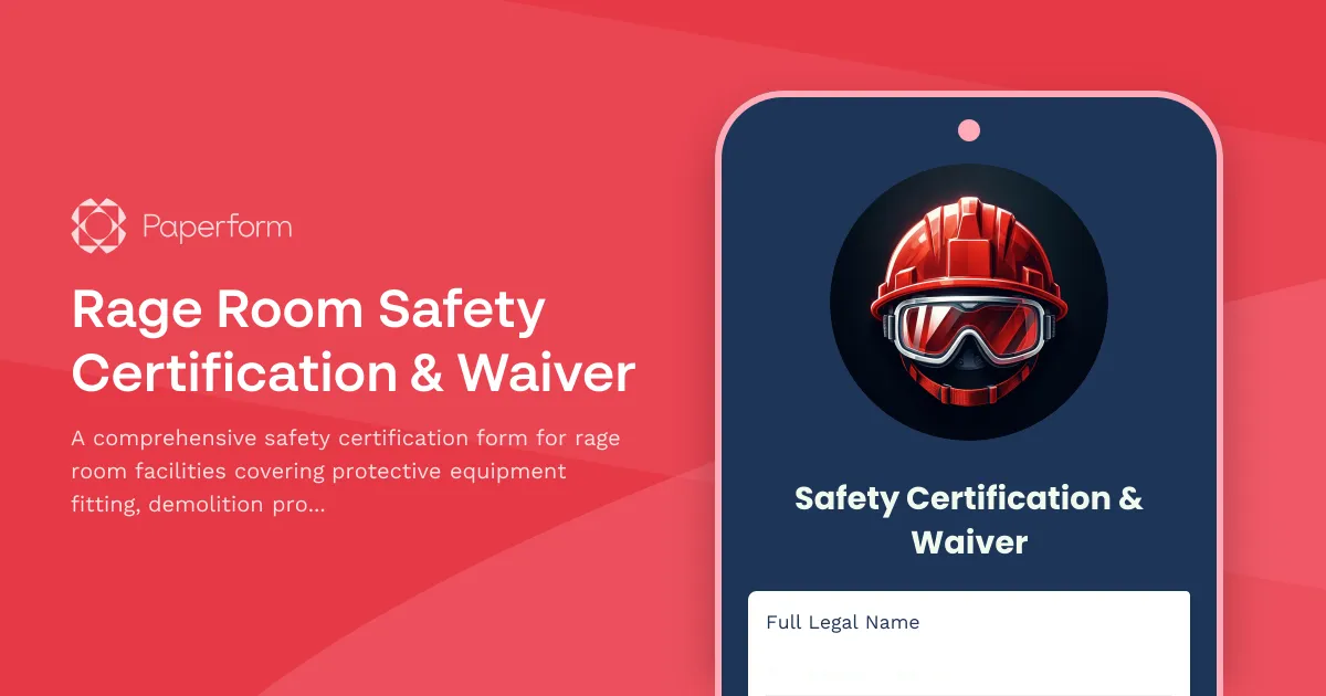 Rage Room Safety Certification & Waiver