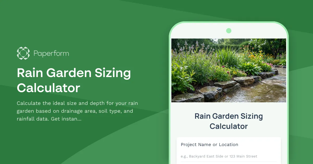 Rain Garden Sizing Calculator