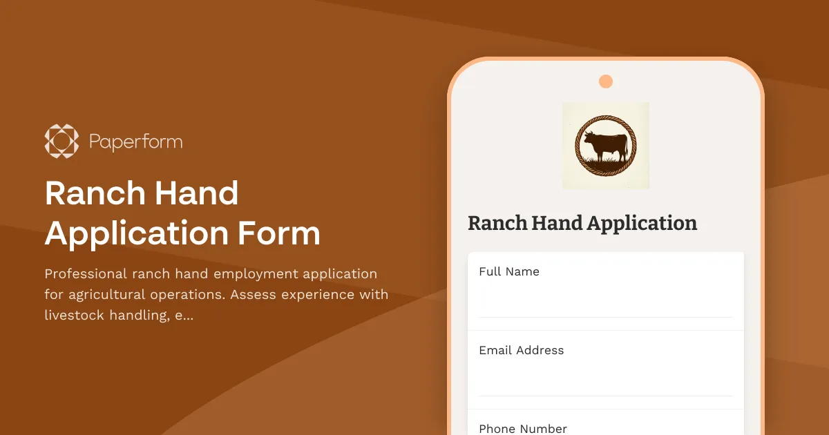 Ranch Hand Application Form