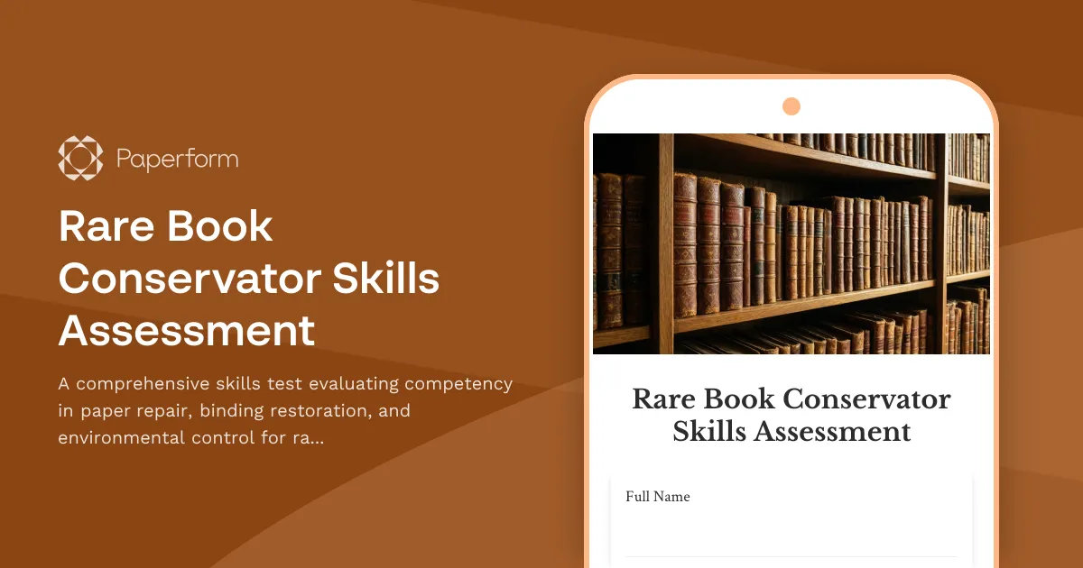 Rare Book Conservator Skills Assessment