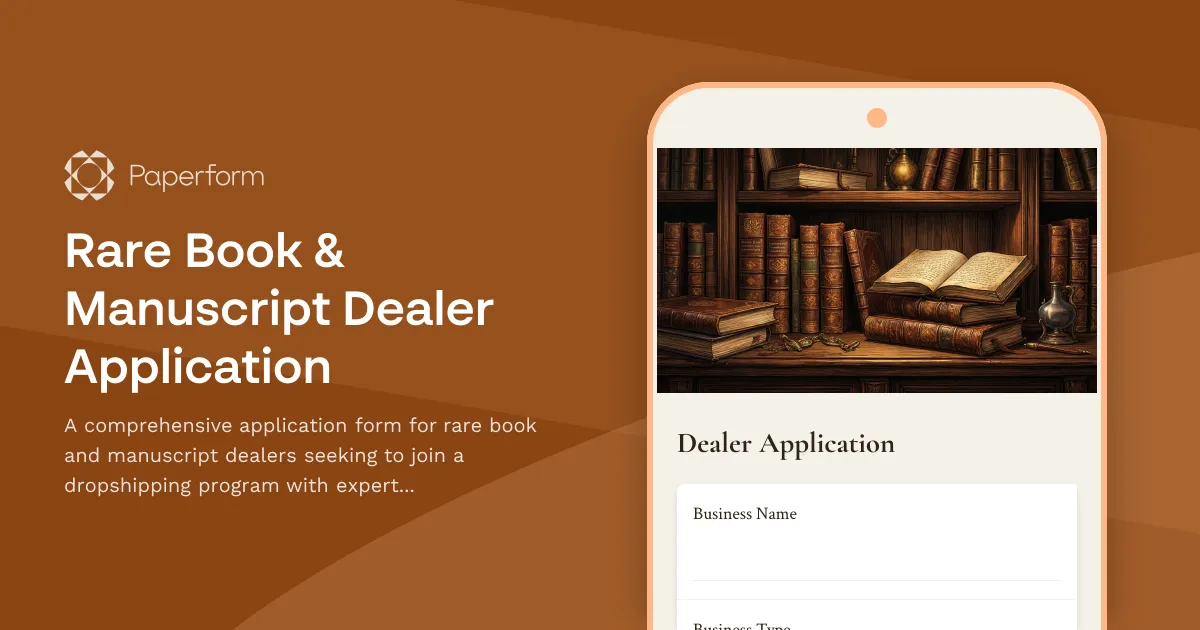 Rare Book & Manuscript Dealer Application
