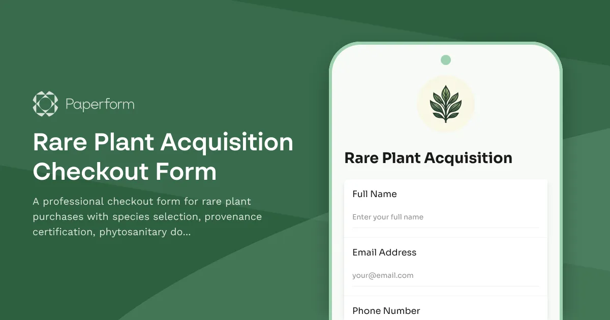 Rare Plant Acquisition Checkout Form