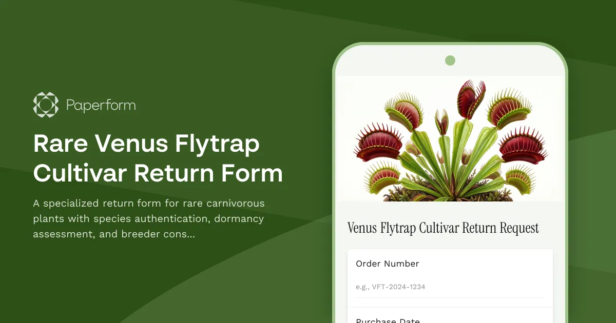 Rare Venus Flytrap Cultivar Return Form