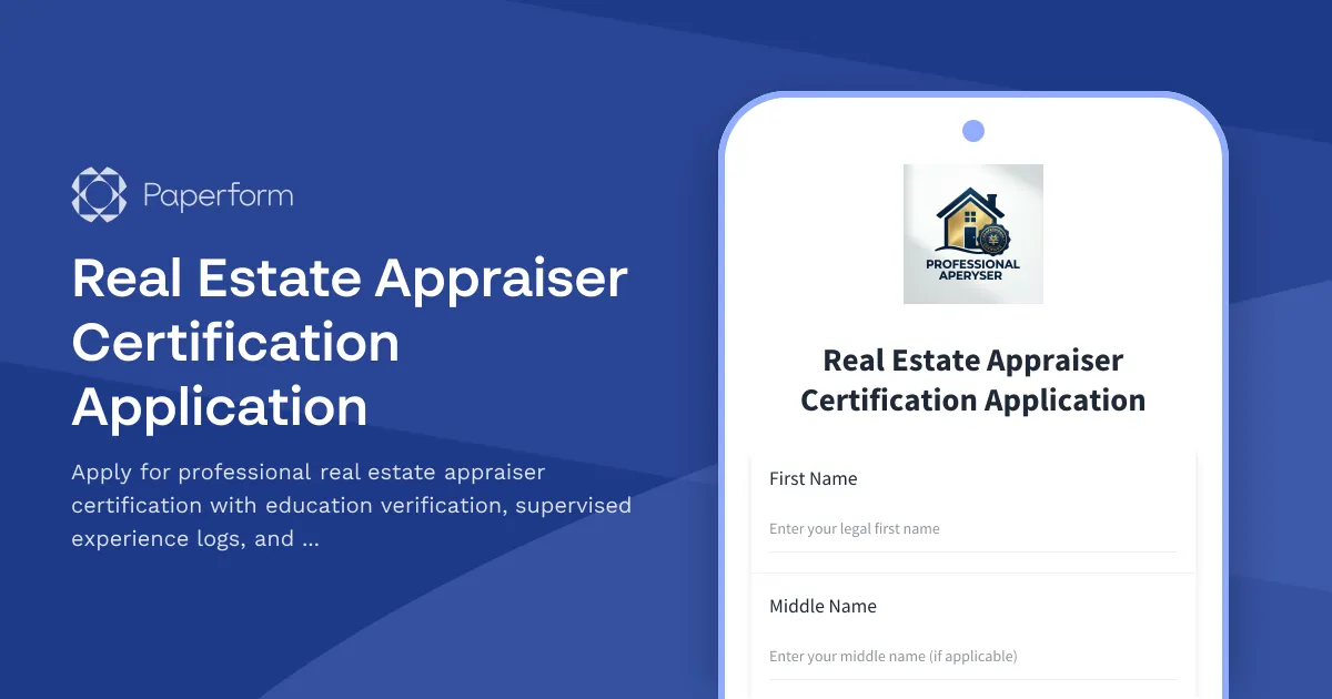 Real Estate Appraiser Certification Application