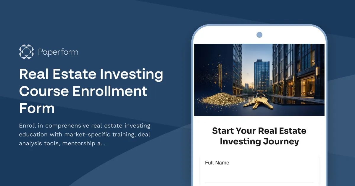 Real Estate Investing Course Enrollment Form