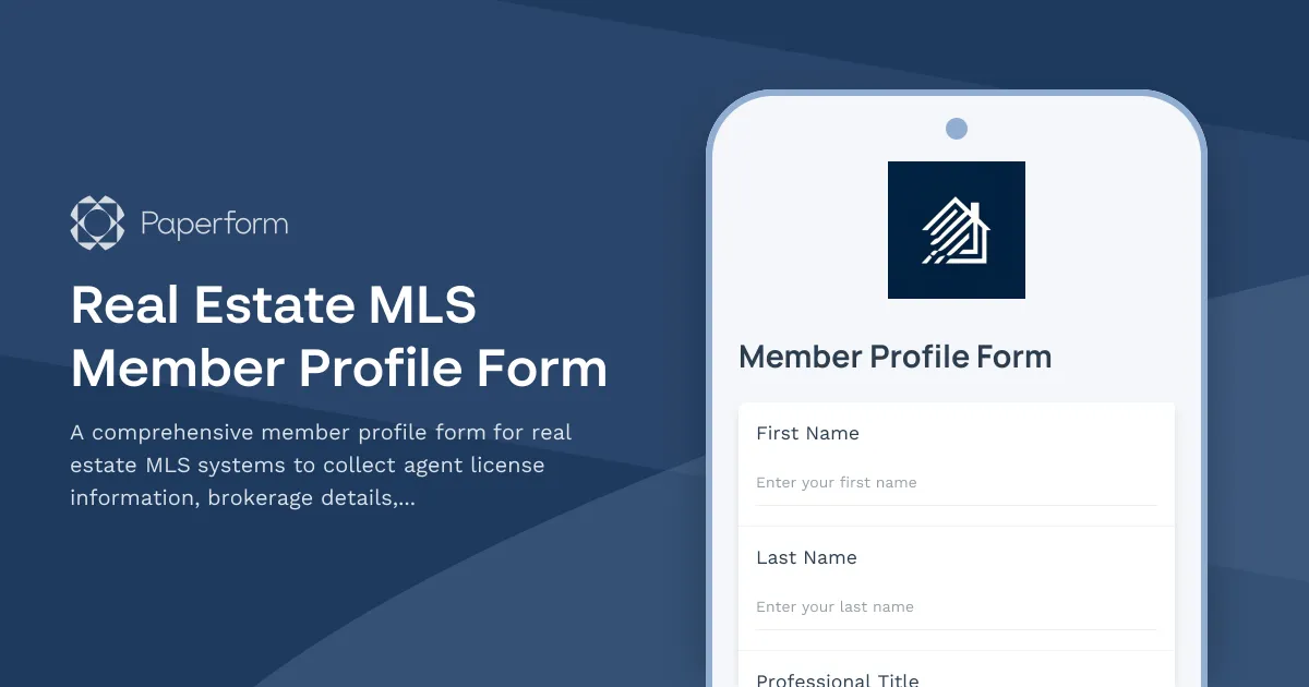 Real Estate MLS Member Profile Form