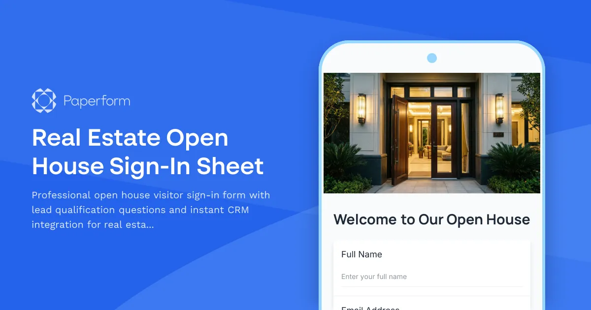 Real Estate Open House Sign-In Sheet