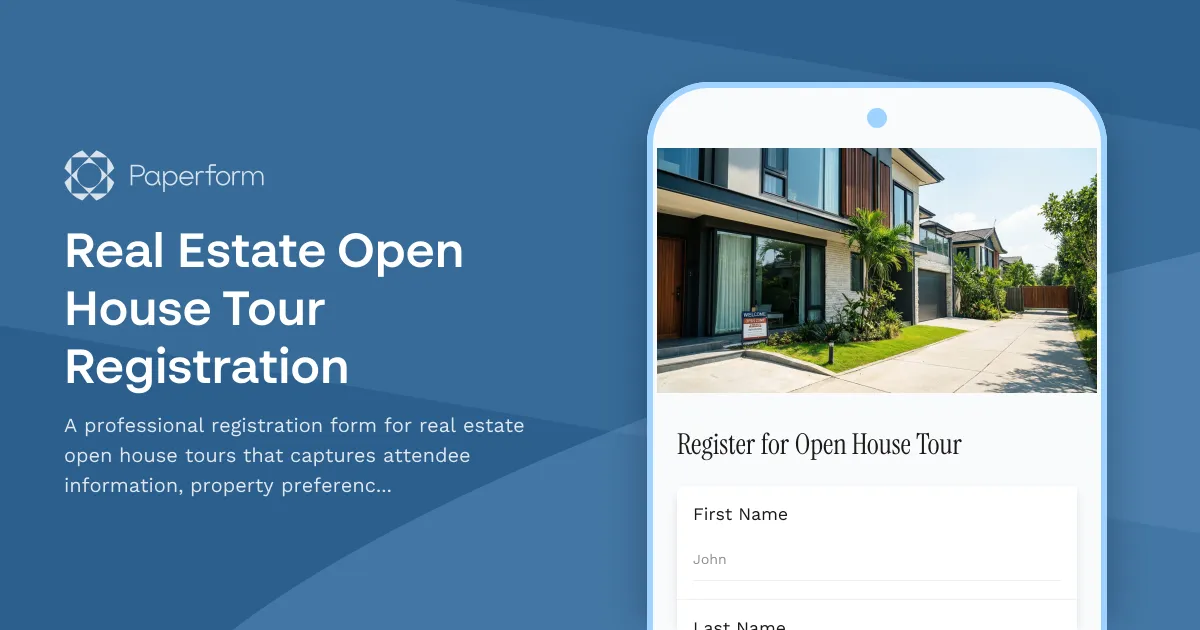 Real Estate Open House Tour Registration