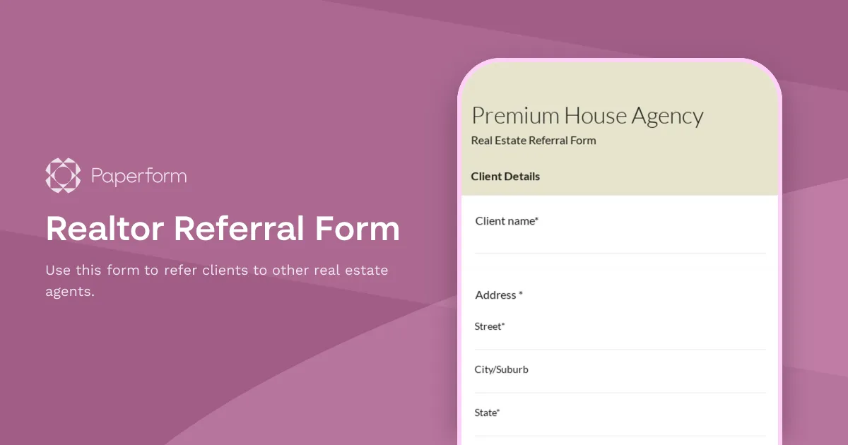 Realtor Referral Form