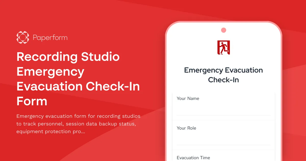 Recording Studio Emergency Evacuation Check-In Form