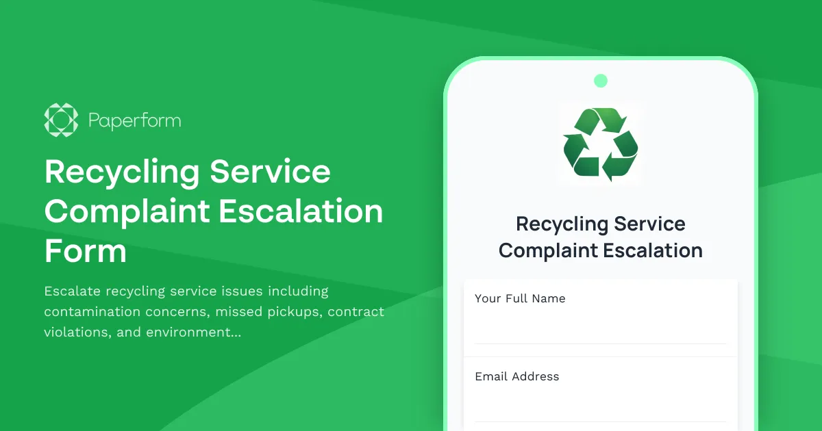 Recycling Service Complaint Escalation Form