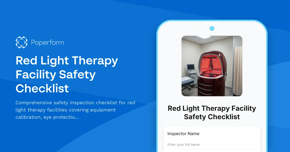 Red Light Therapy Facility Safety Checklist