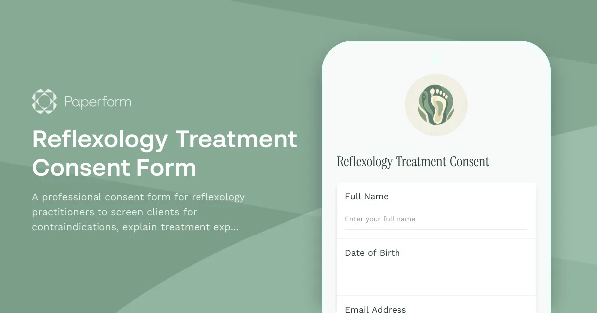Reflexology Treatment Consent Form