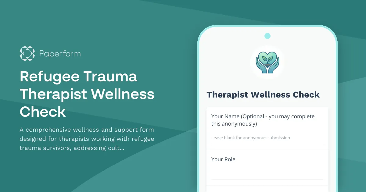 Refugee Trauma Therapist Wellness Check