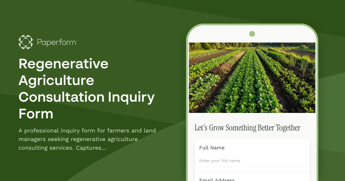 Regenerative Agriculture Consultation Inquiry Form