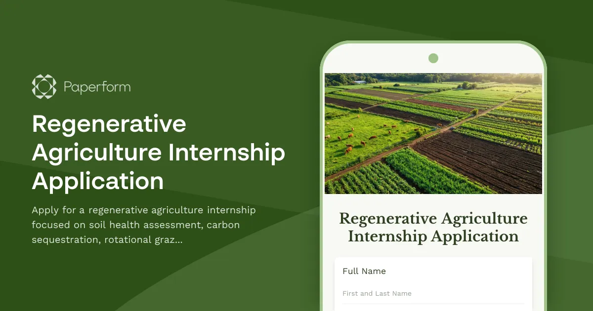 Regenerative Agriculture Internship Application