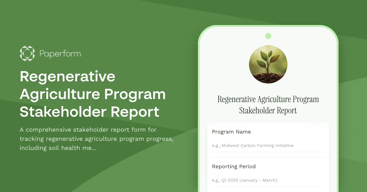 Regenerative Agriculture Program Stakeholder Report