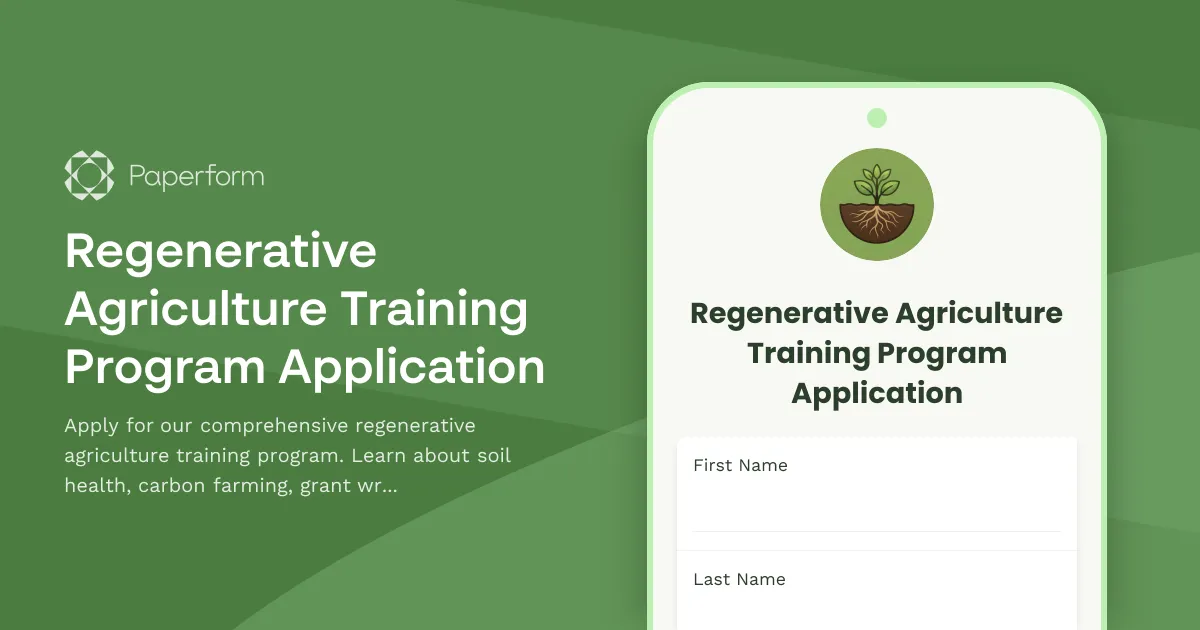 Regenerative Agriculture Training Program Application