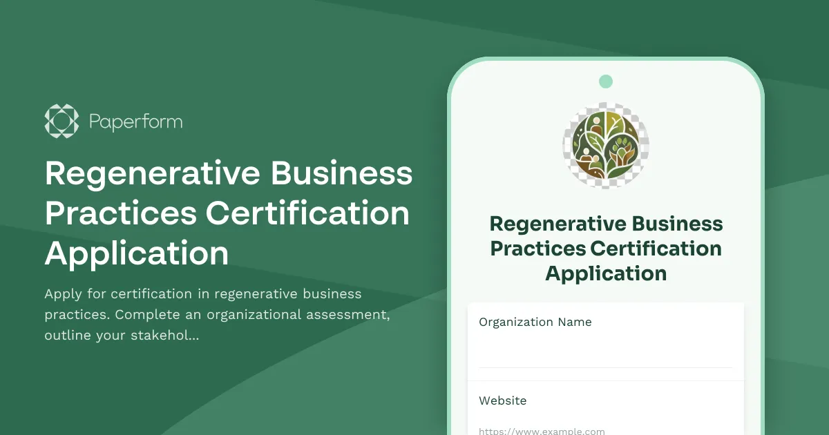 Regenerative Business Practices Certification Application