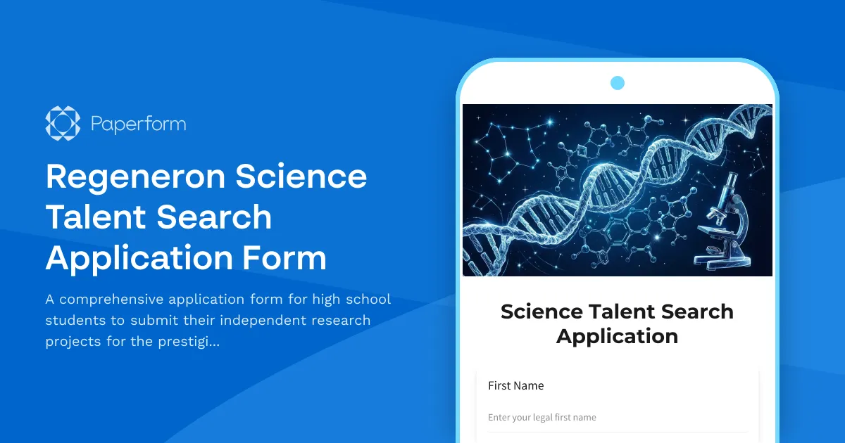 Regeneron Science Talent Search Application Form